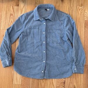 H&M BLUE CORDUROY BUTTOM DOWN TOP SMALL